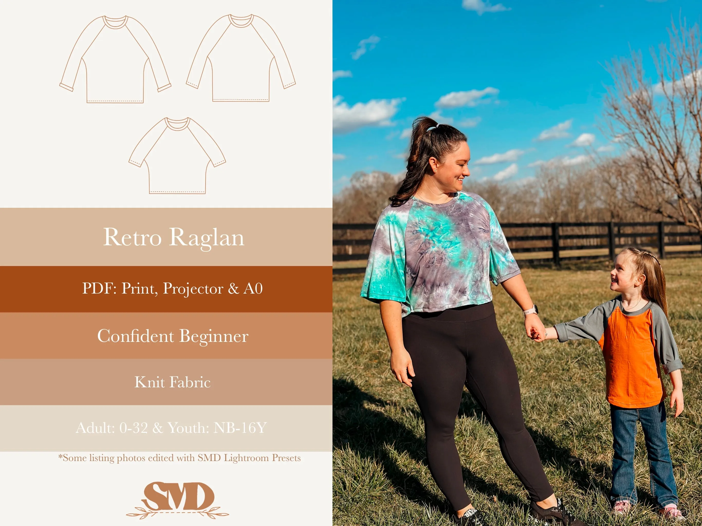 Bundle Retro Raglan Top Digital Sewing Pattern