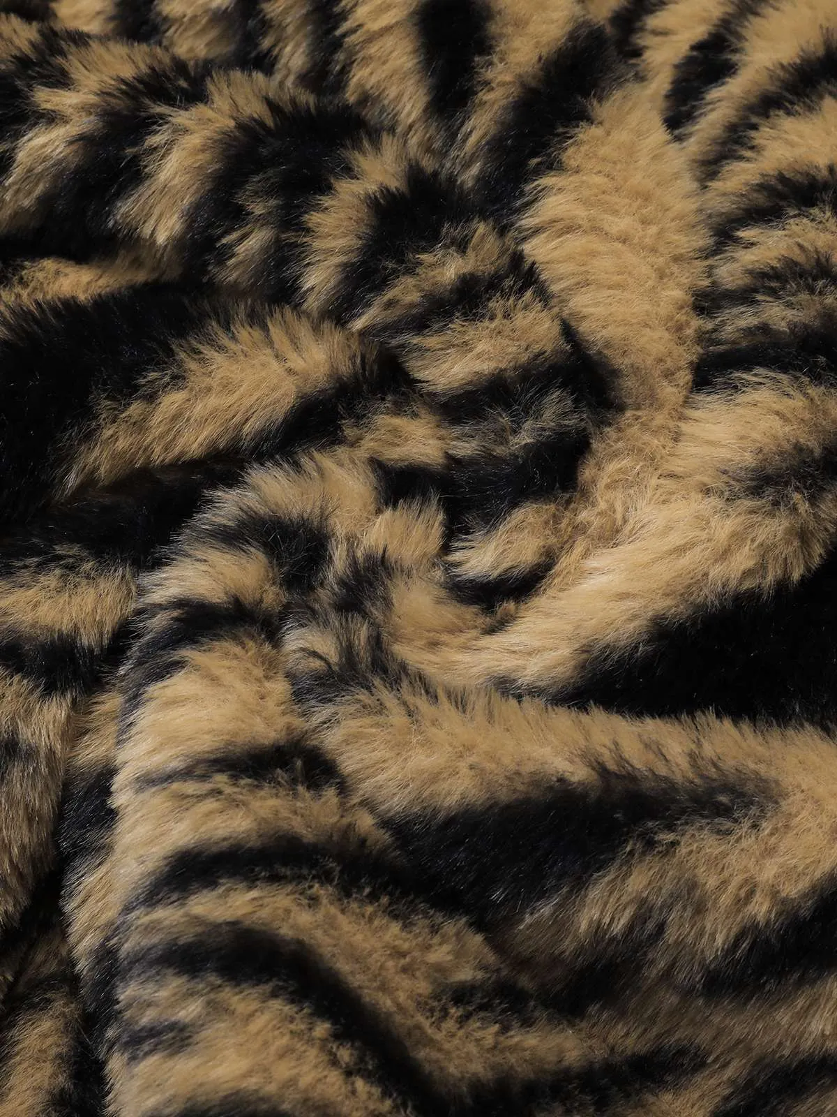 Camel 1970s Fur Tiger Stripe Cape Coat