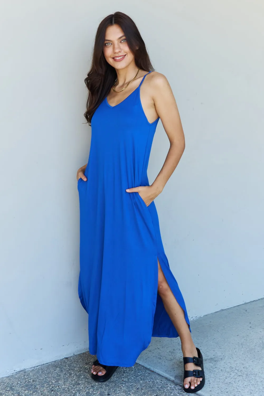 Cami Side Slit Maxi Dress in Royal Blue