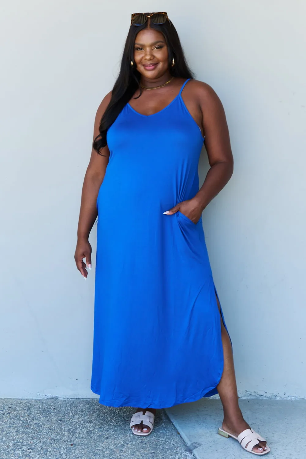 Cami Side Slit Maxi Dress in Royal Blue