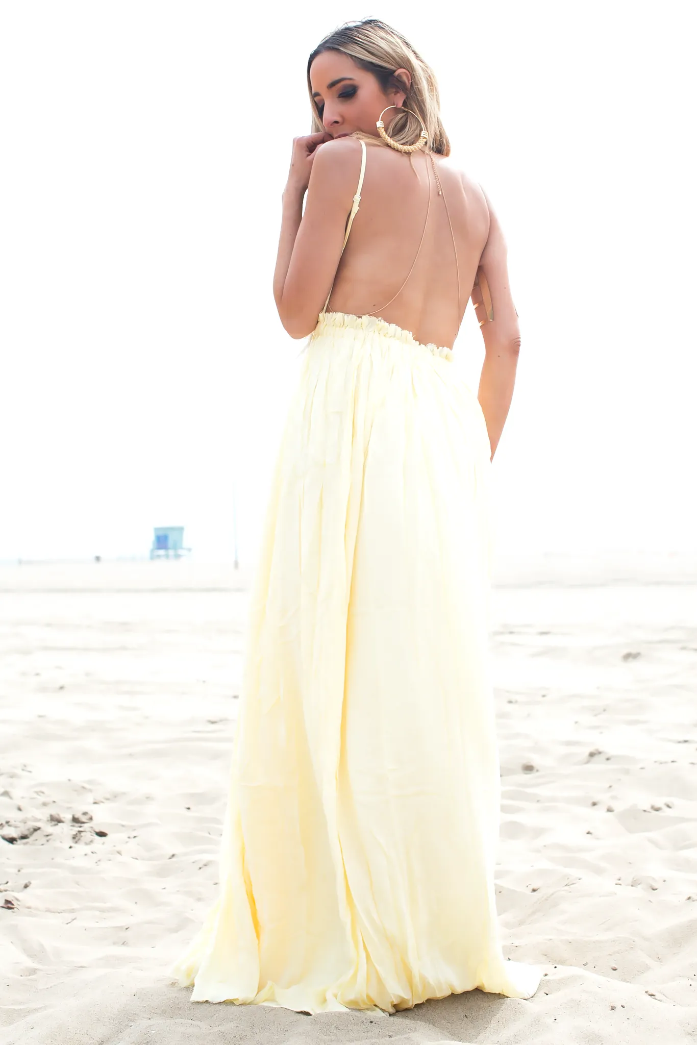 Camilla Open Back Crochet Maxi - Yellow