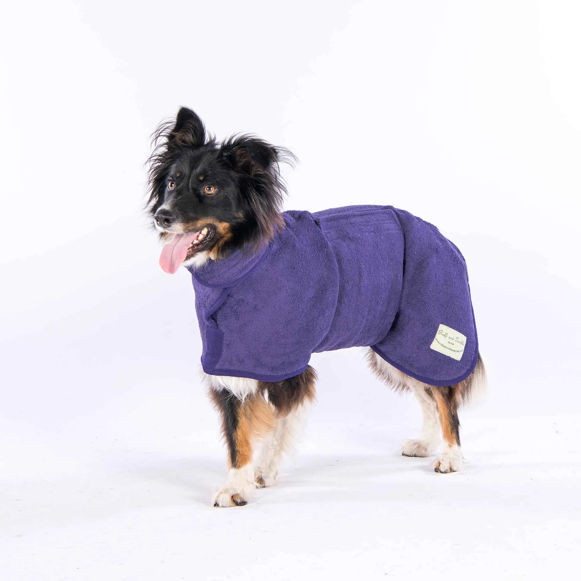 Classic Dog Drying Coat in Purple Heather by Ruff and Tumble