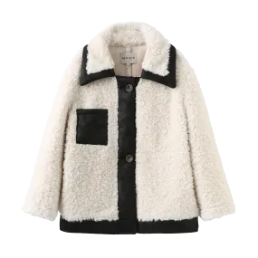 Classic Patched Teddy Bear Coat - White