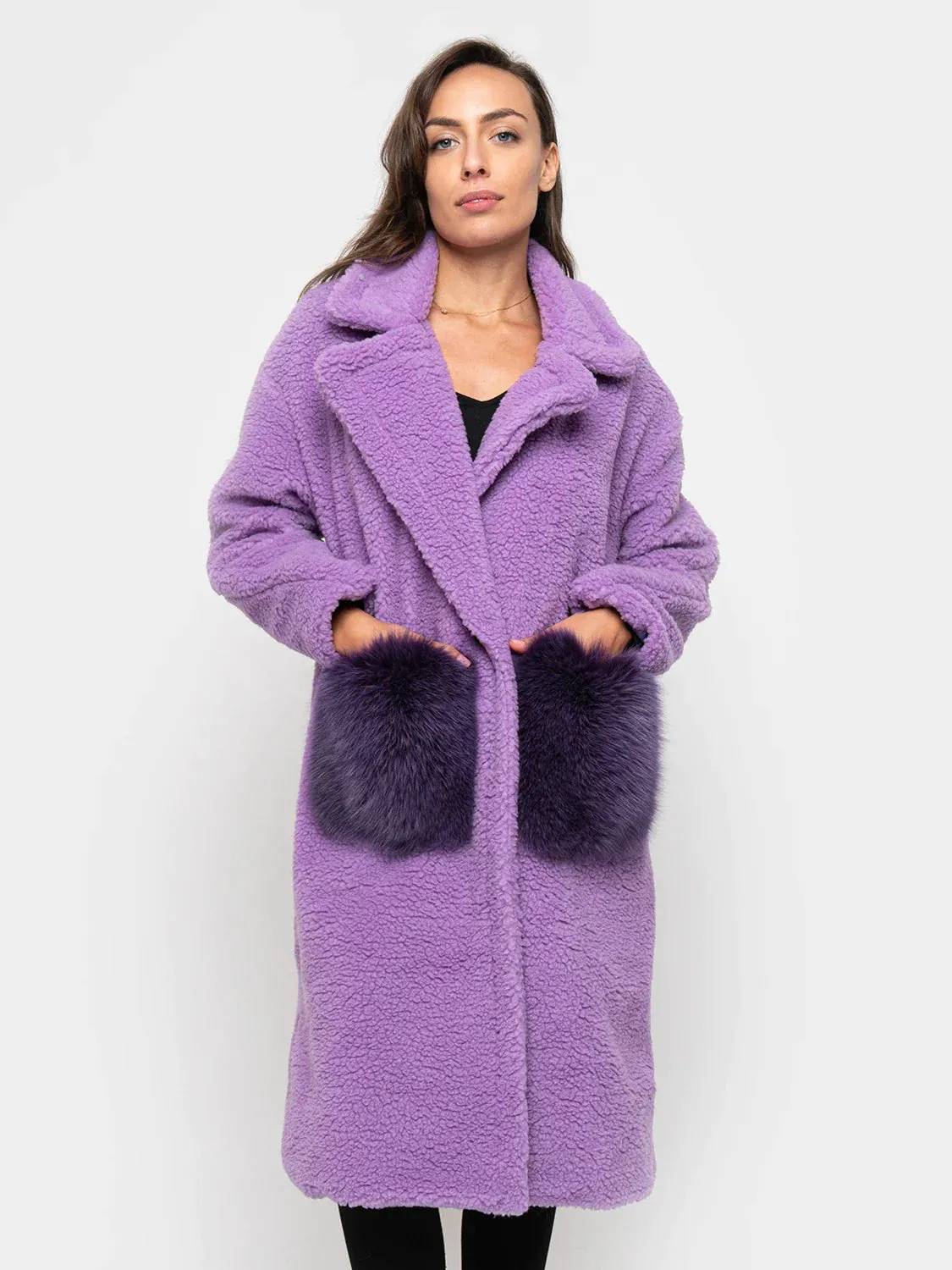 COAT-teddy Fox pockets purple