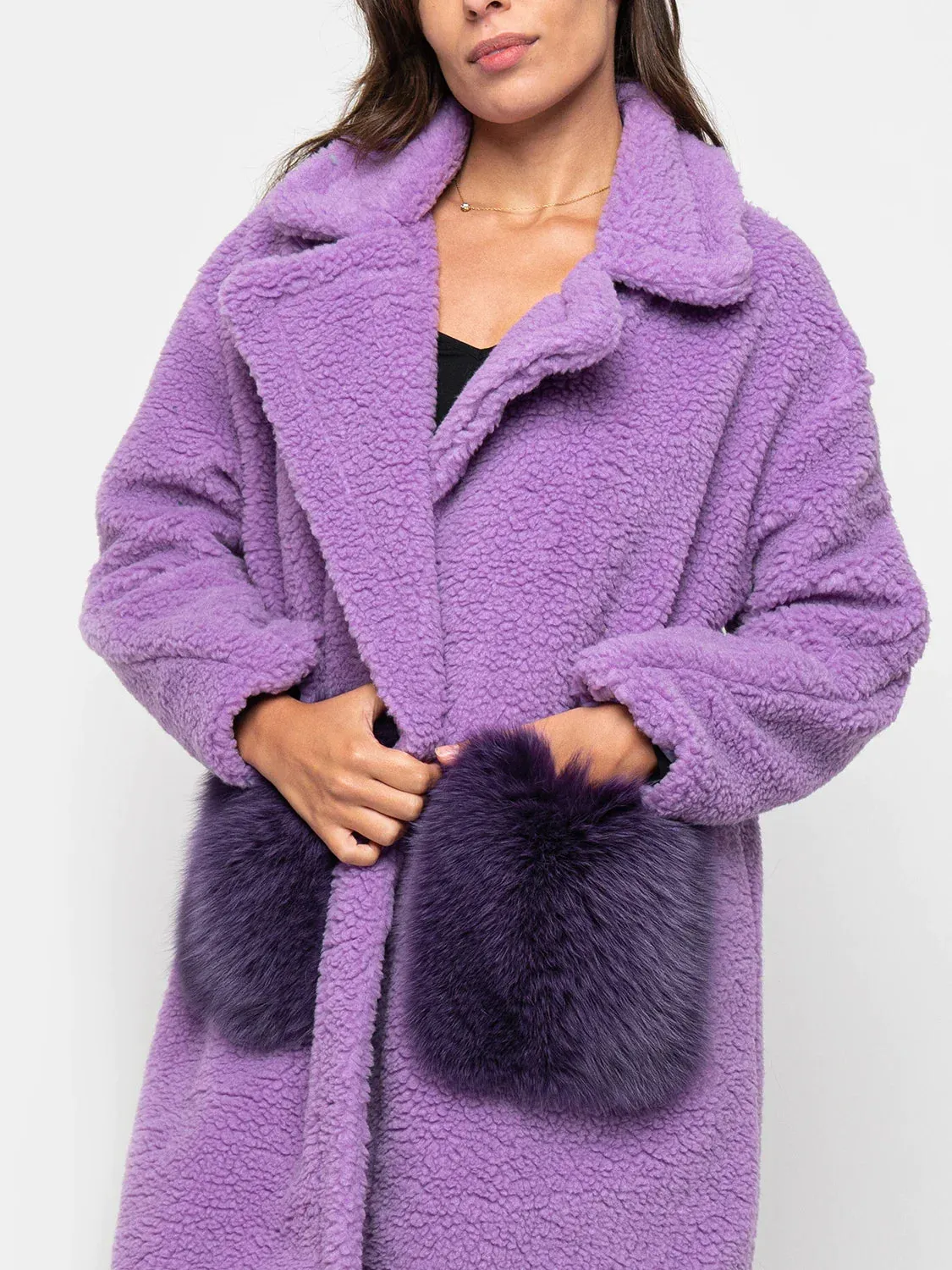 COAT-teddy Fox pockets purple