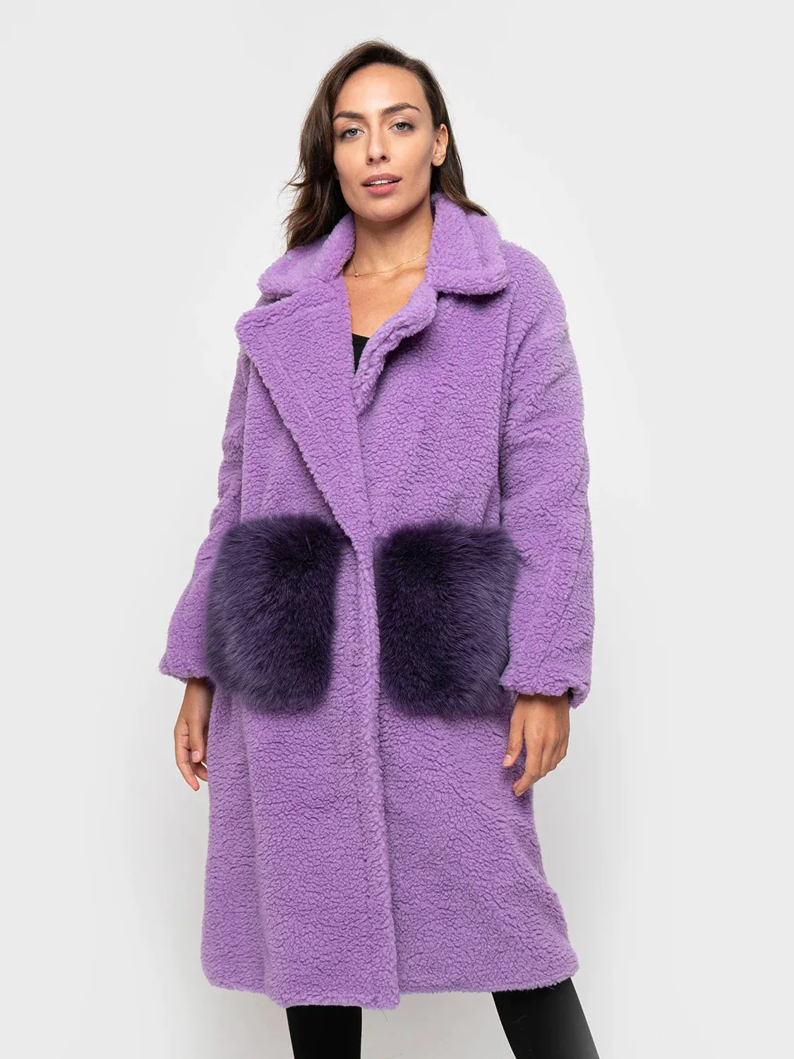 COAT-teddy Fox pockets purple