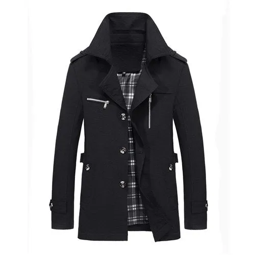 Cool Casual Solid Windbreaker Coat