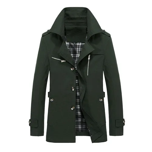 Cool Casual Solid Windbreaker Coat