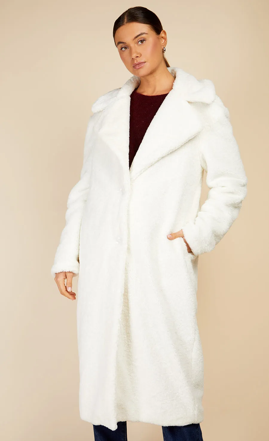 Cream Teddy Coat by Vogue Williams