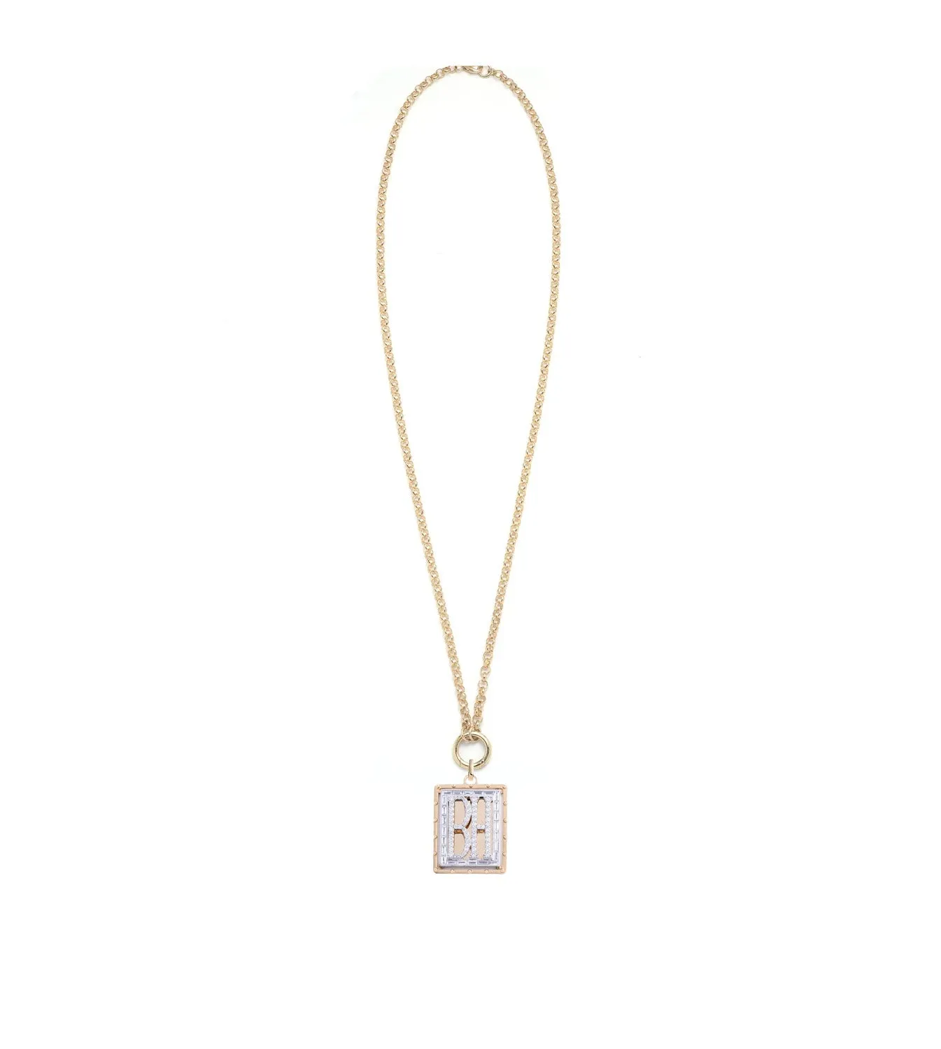 Custom Diamond Initial : Refined Clip Open Chain Necklace