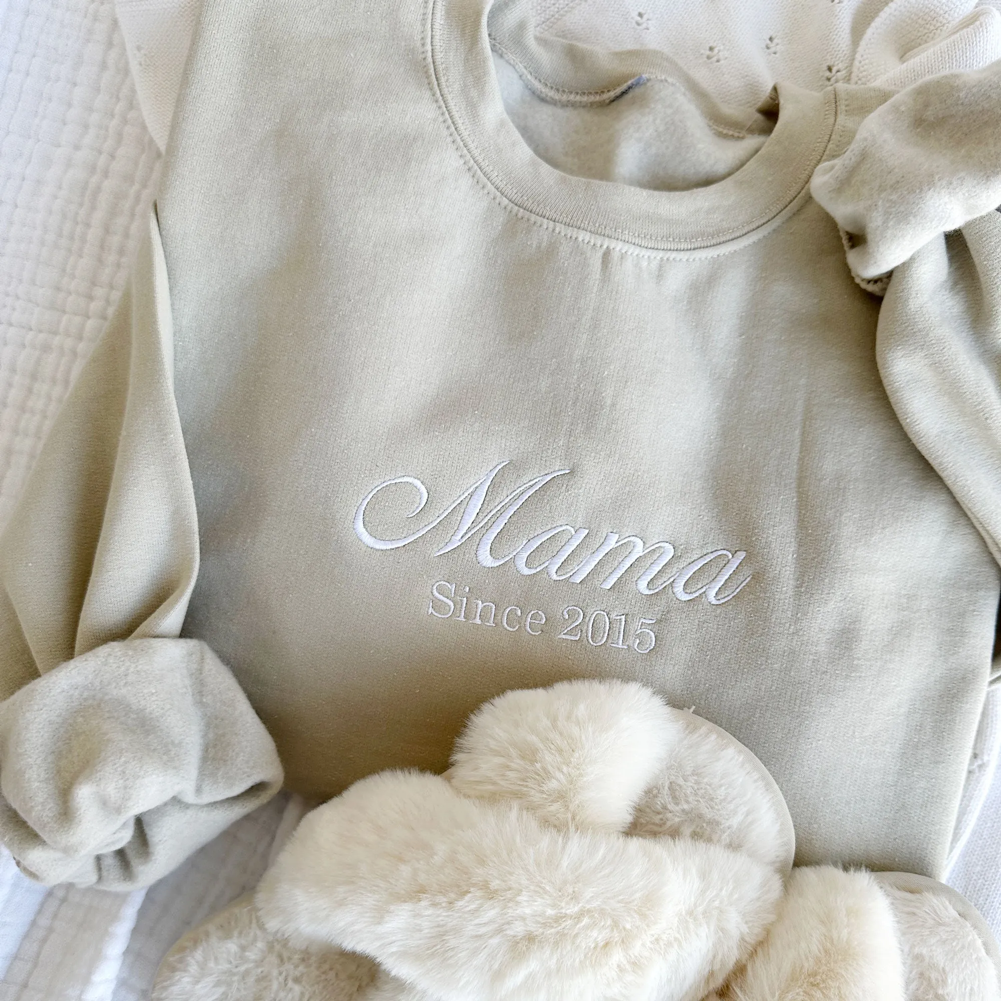 Customizable Mama Since Embroidered Gemma Crewneck Sweatshirt