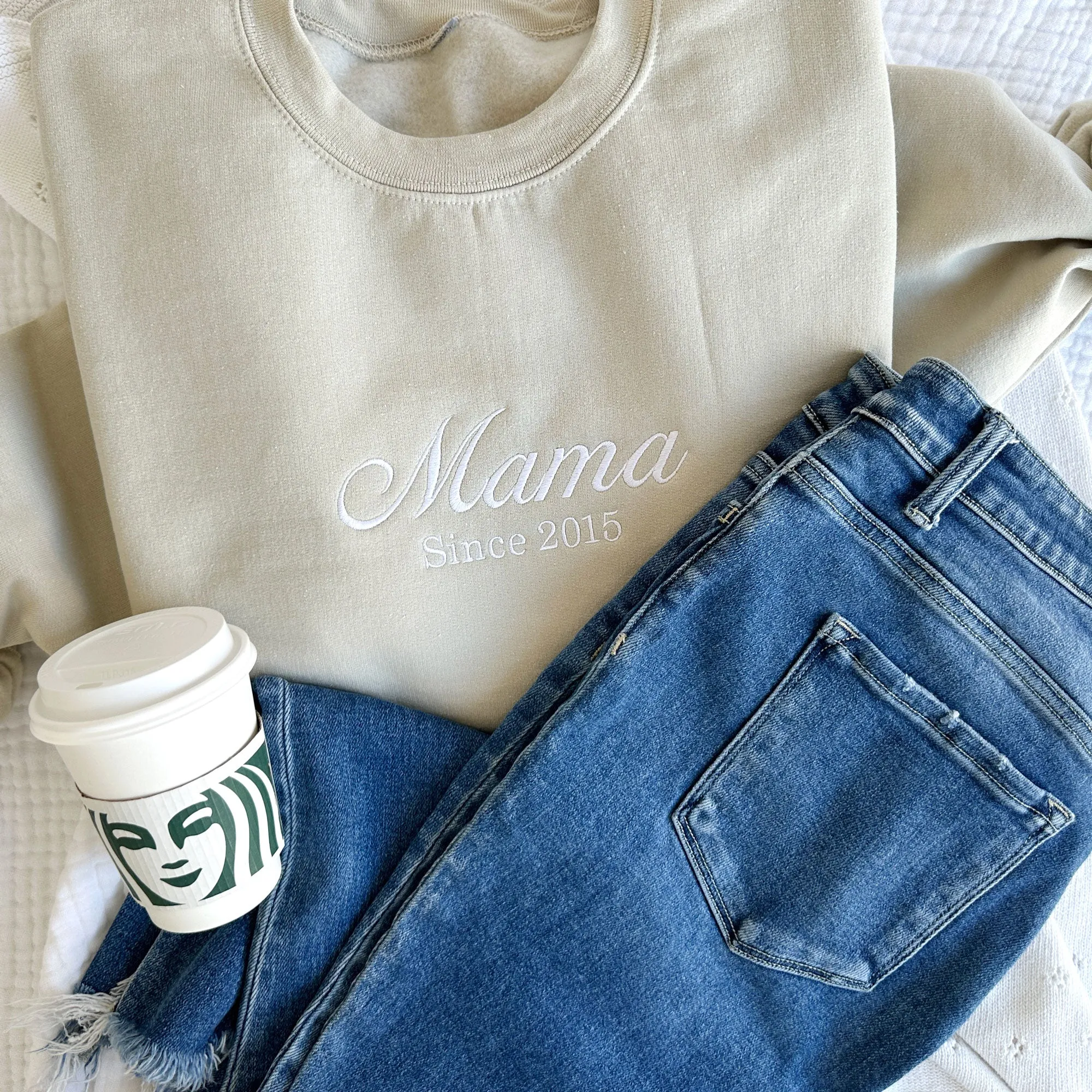 Customizable Mama Since Embroidered Gemma Crewneck Sweatshirt