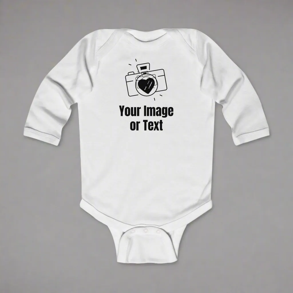 Cute Infant Long Sleeve Bodysuit - Customizable with Your Photo or Logo | Perfect for Baby Showers & New Parents