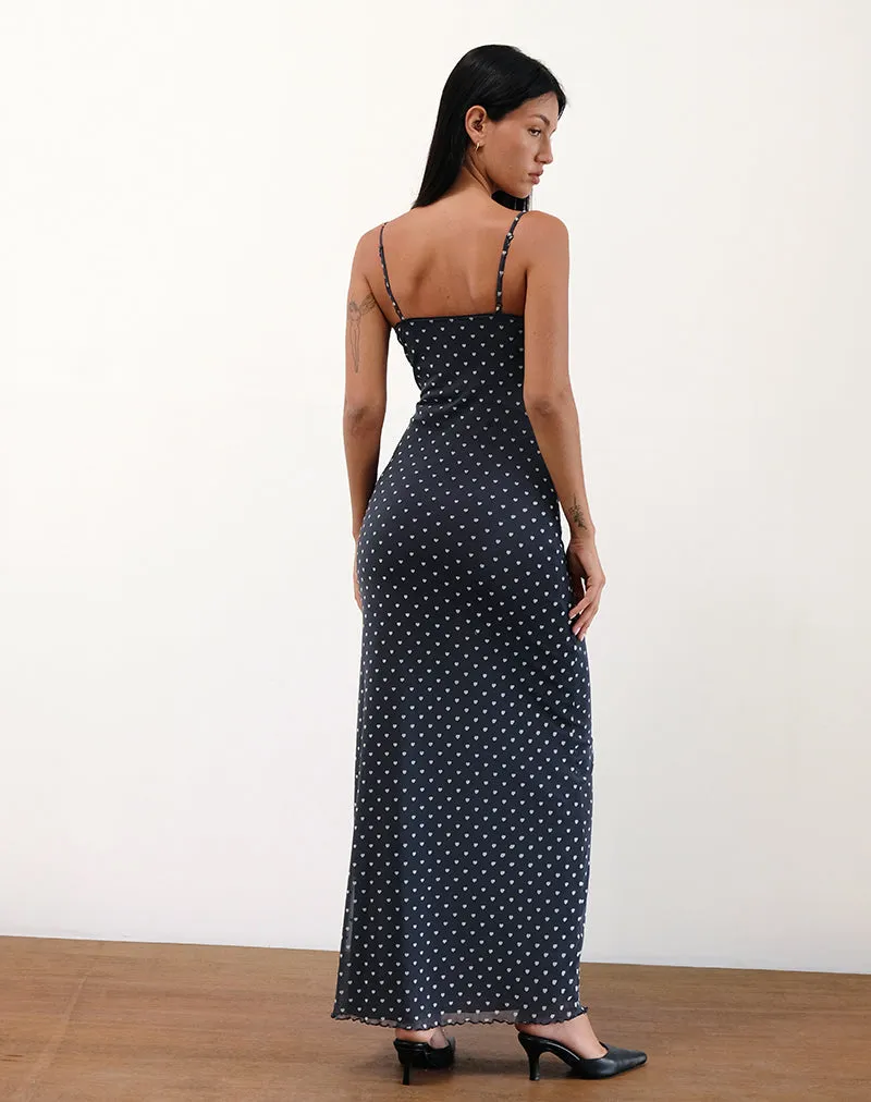 Darsih Maxi Dress in Heart Flock Navy and Yellow