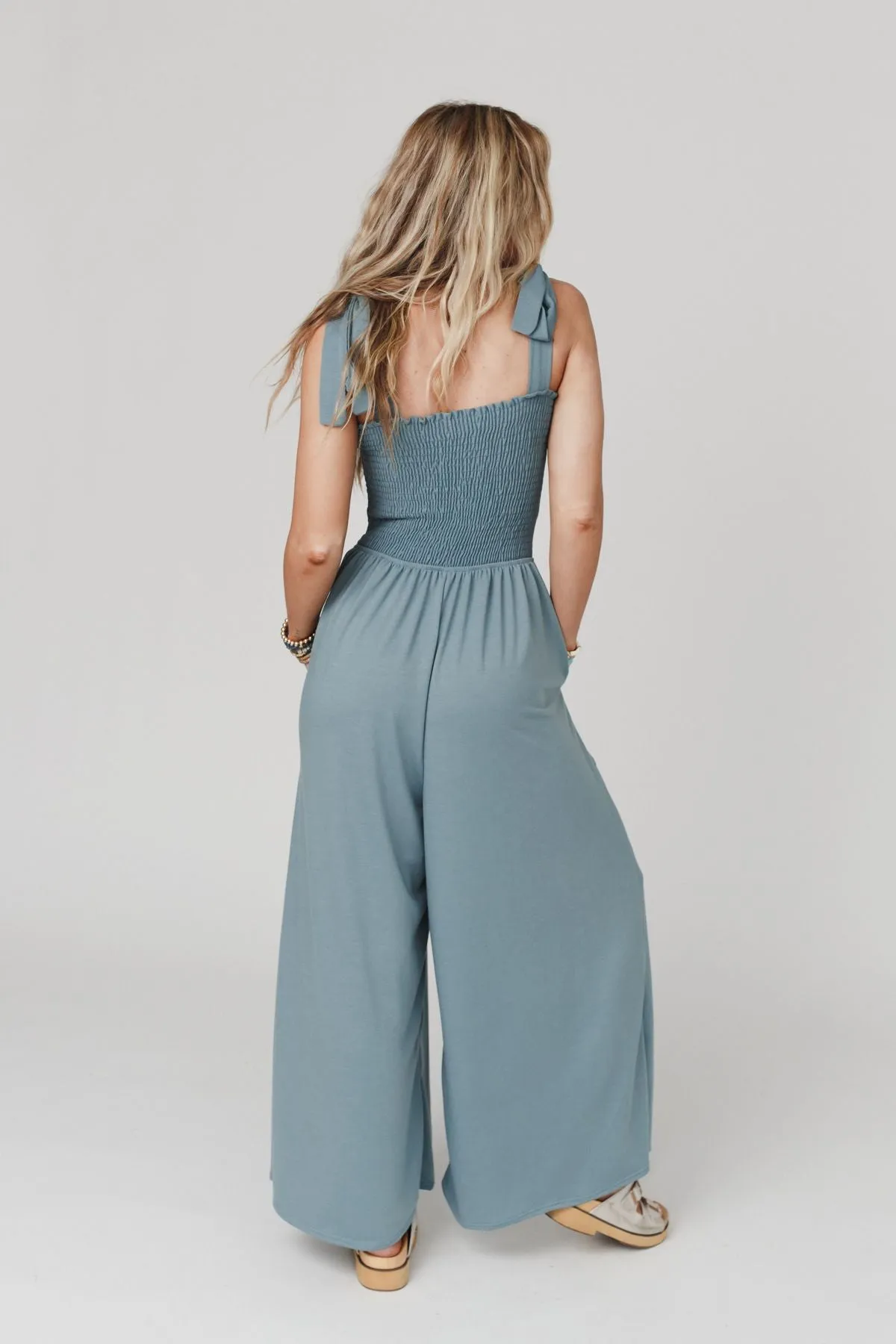 Daytripper Wide Leg Jumpsuit - Blue Gray