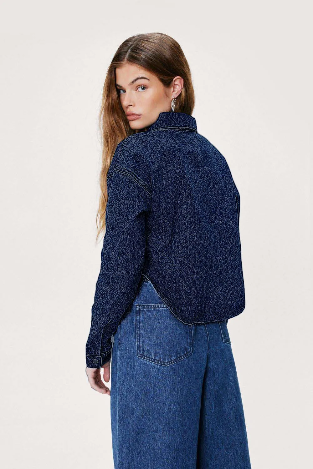 Denim Asymmetric Hem Shirt