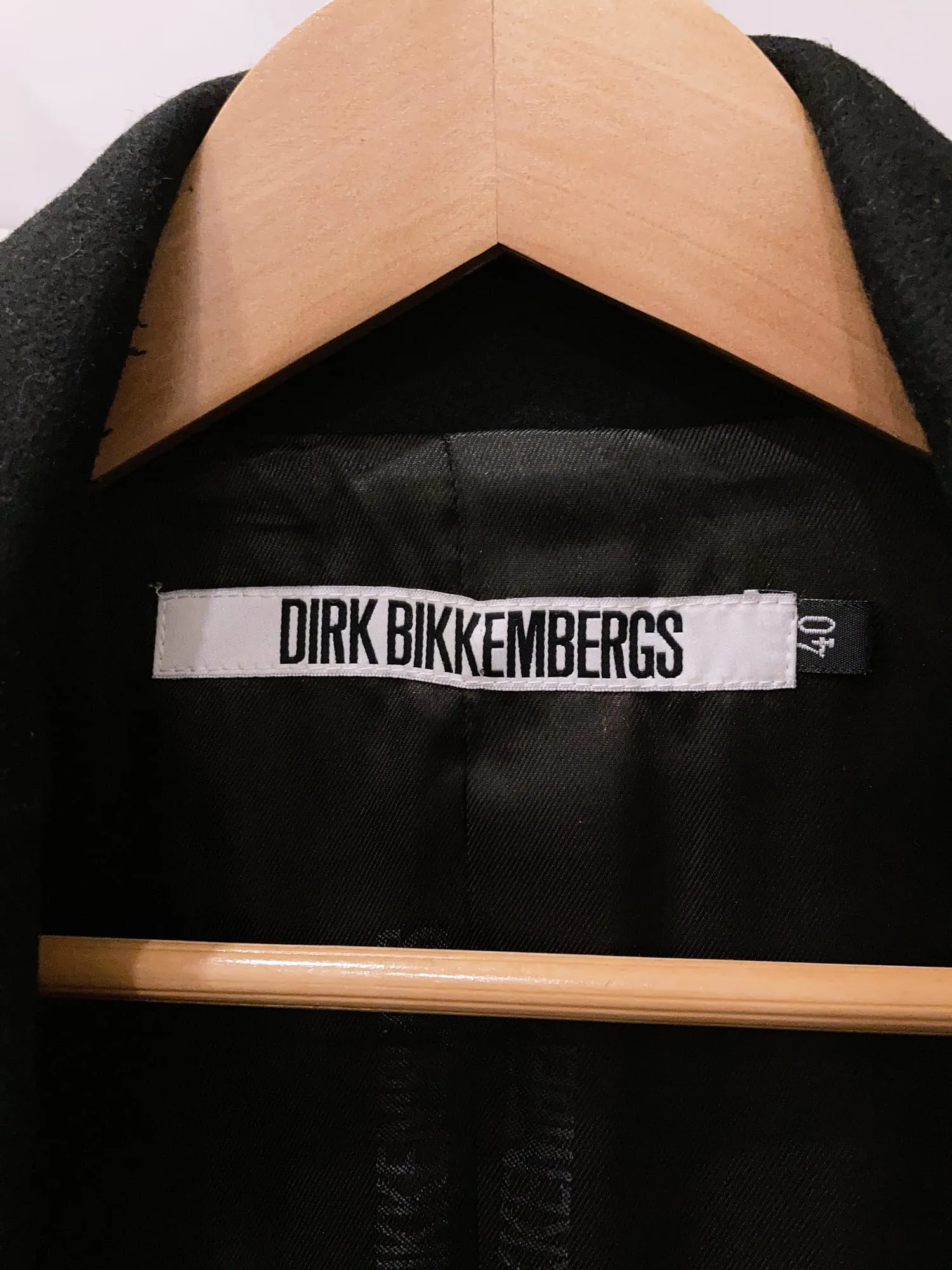 Dirk Bikkembergs 1990s black wool melton large peak lapel coat - size 40