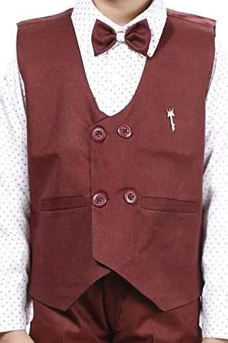 DKGF FASHION 3-Piece Suit for Boys(DC006-6) Maroon