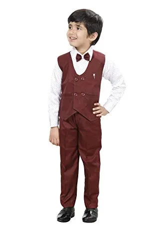 DKGF FASHION 3-Piece Suit for Boys(DC006-6) Maroon