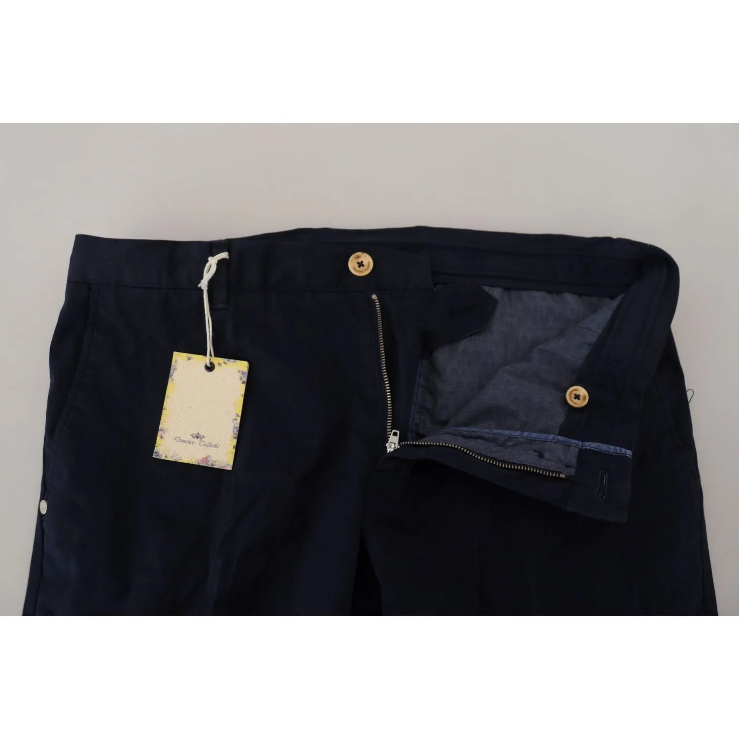 Domenico Tagliente Elegant Dark Blue Slim Chino Pants