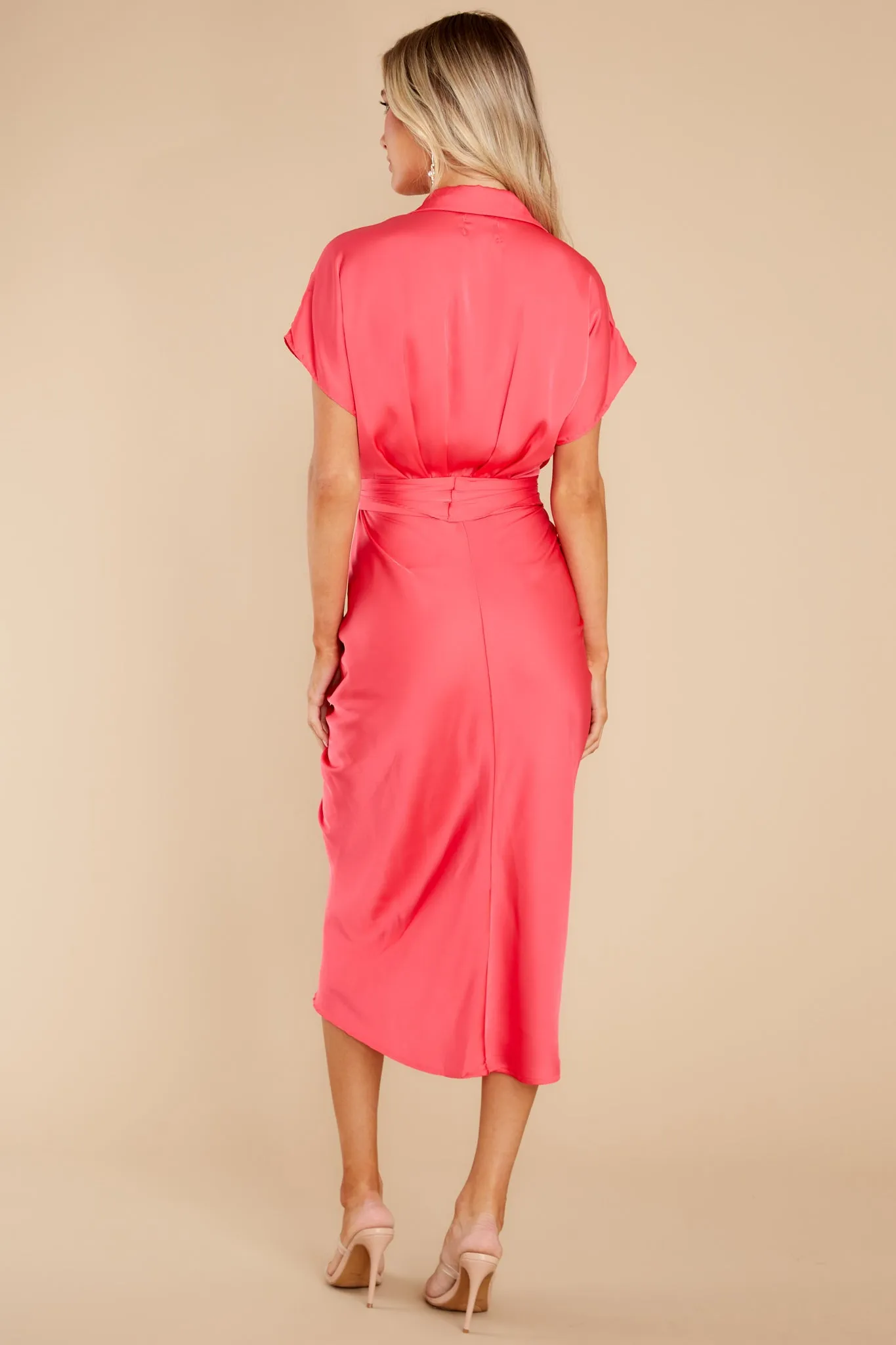 Elegant Edge Hot Pink Midi Dress