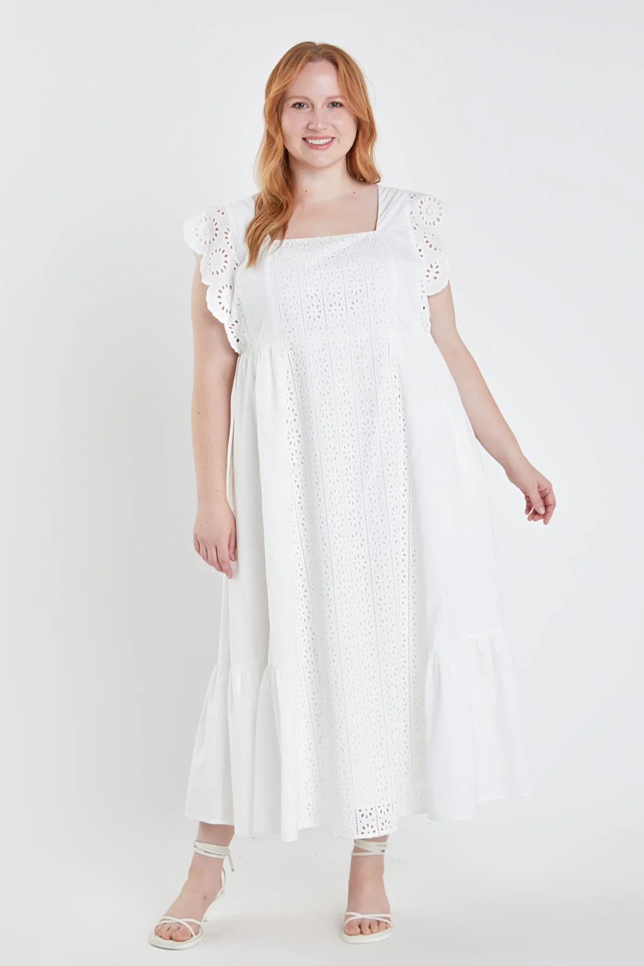 English Factory - Plus Size Eyelet Maxi Dress