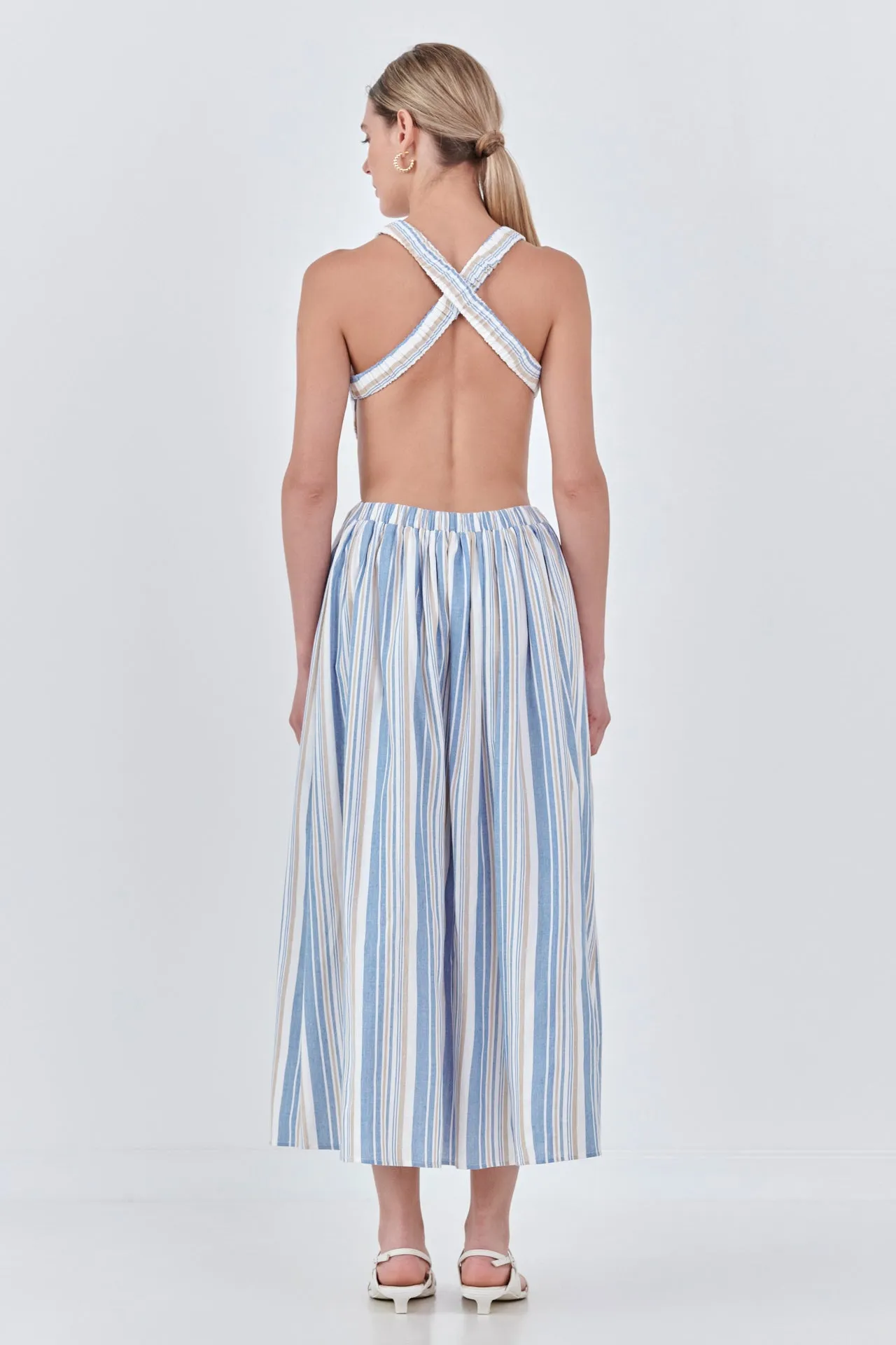 English Factory - Striped Cut out Maxi Dress