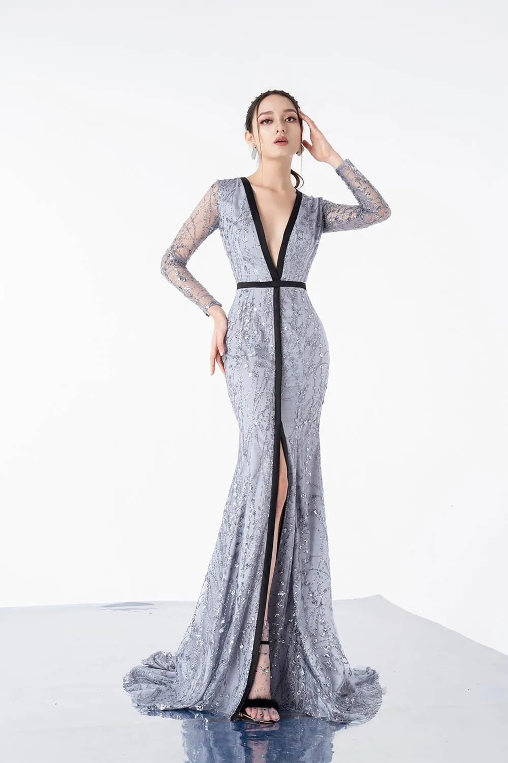 Esme Mermaid V-Neck Sequin Maxi Dress