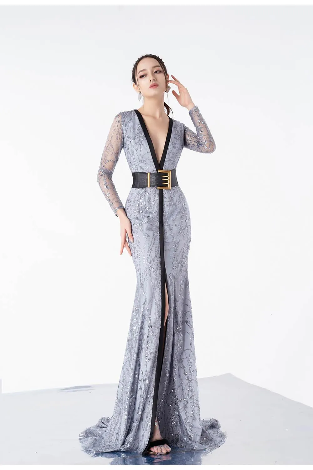 Esme Mermaid V-Neck Sequin Maxi Dress