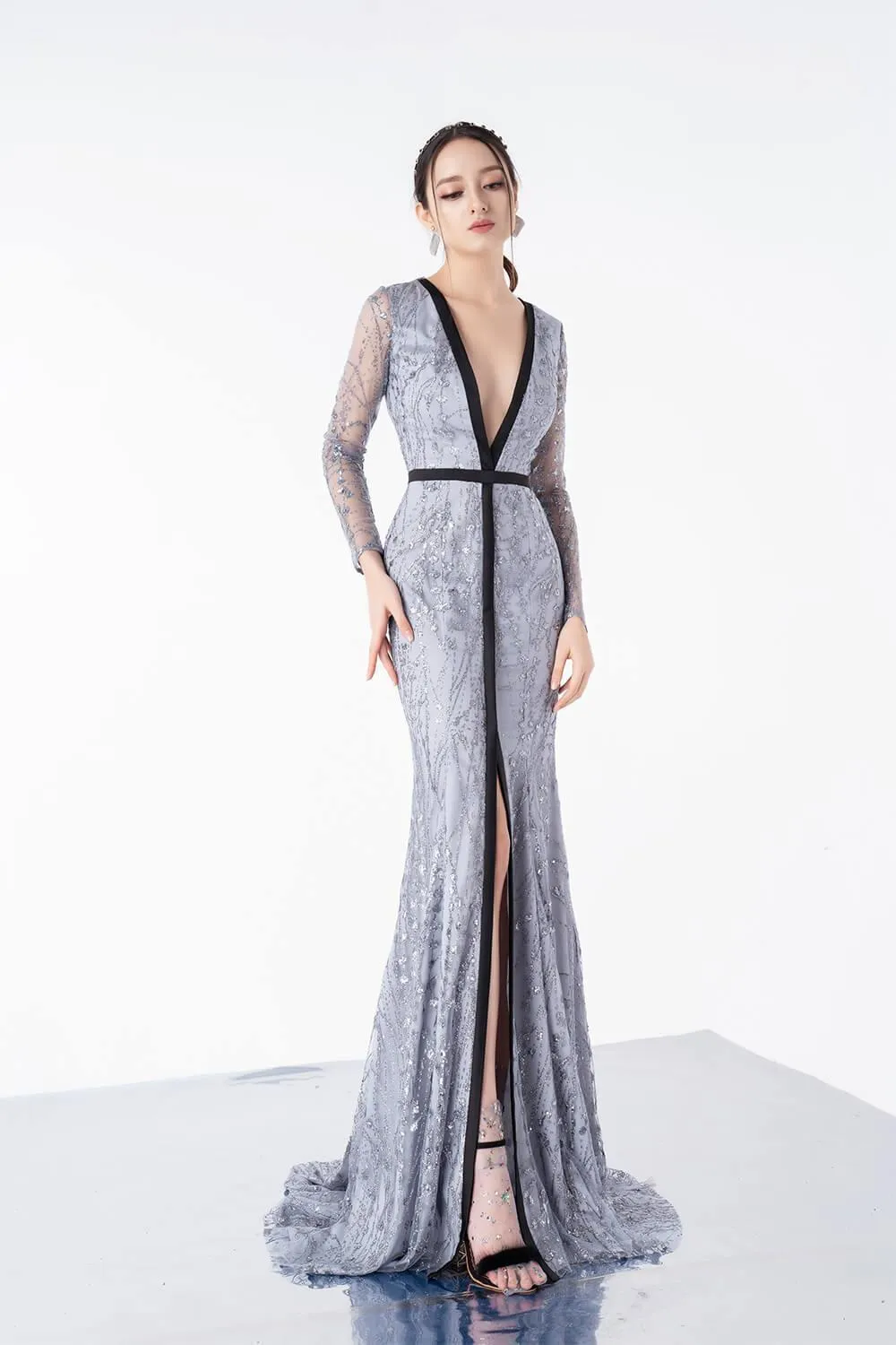 Esme Mermaid V-Neck Sequin Maxi Dress