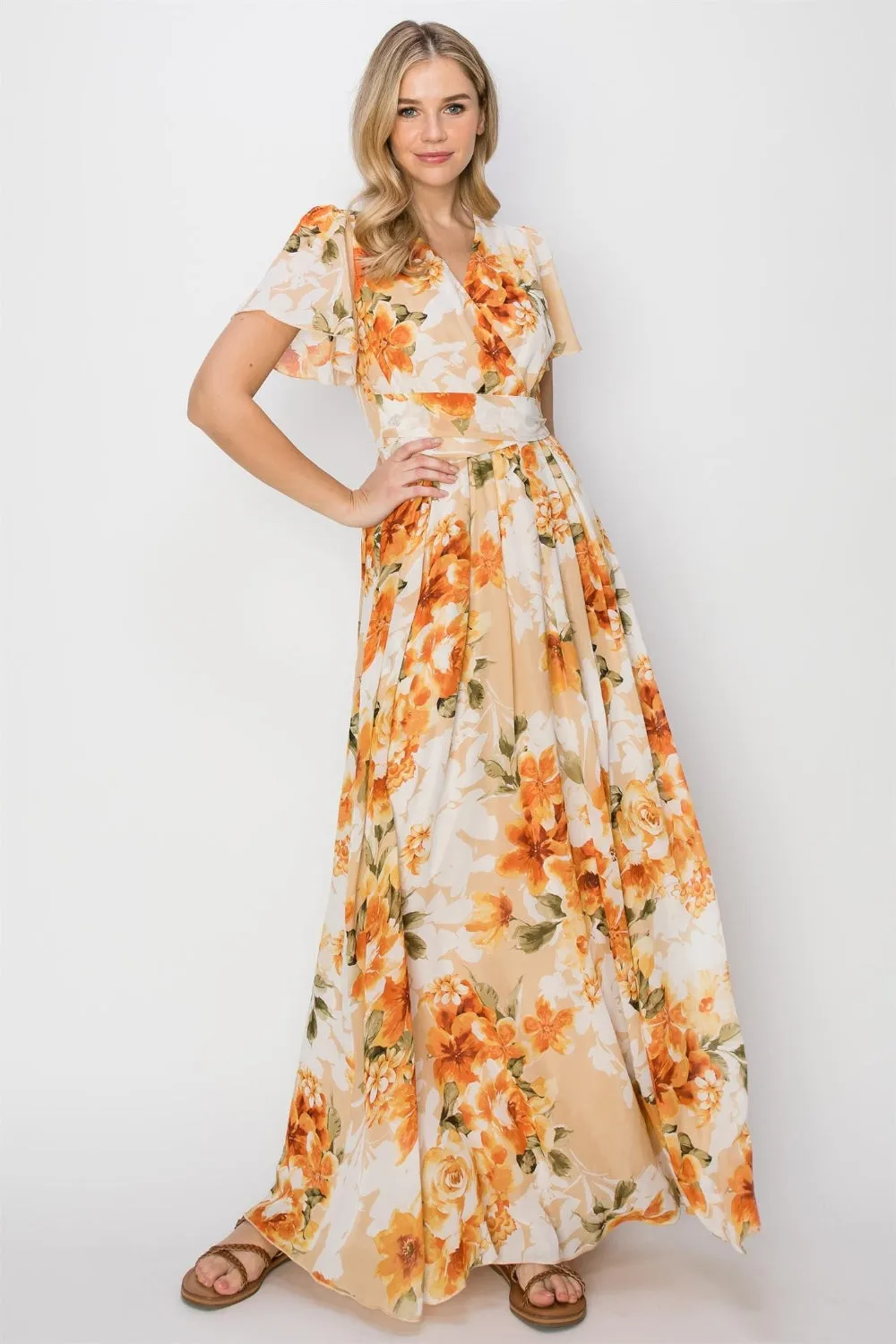 Floral Tie Back Summer Maxi Dress