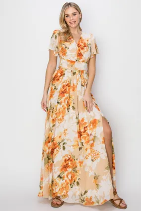 Floral Tie Back Summer Maxi Dress