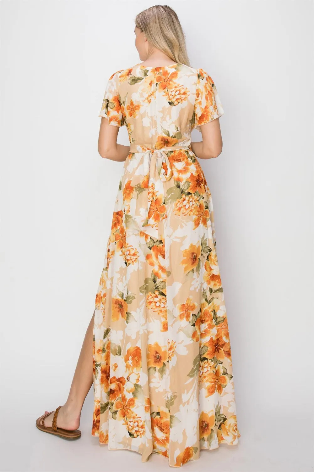 Floral Tie Back Summer Maxi Dress