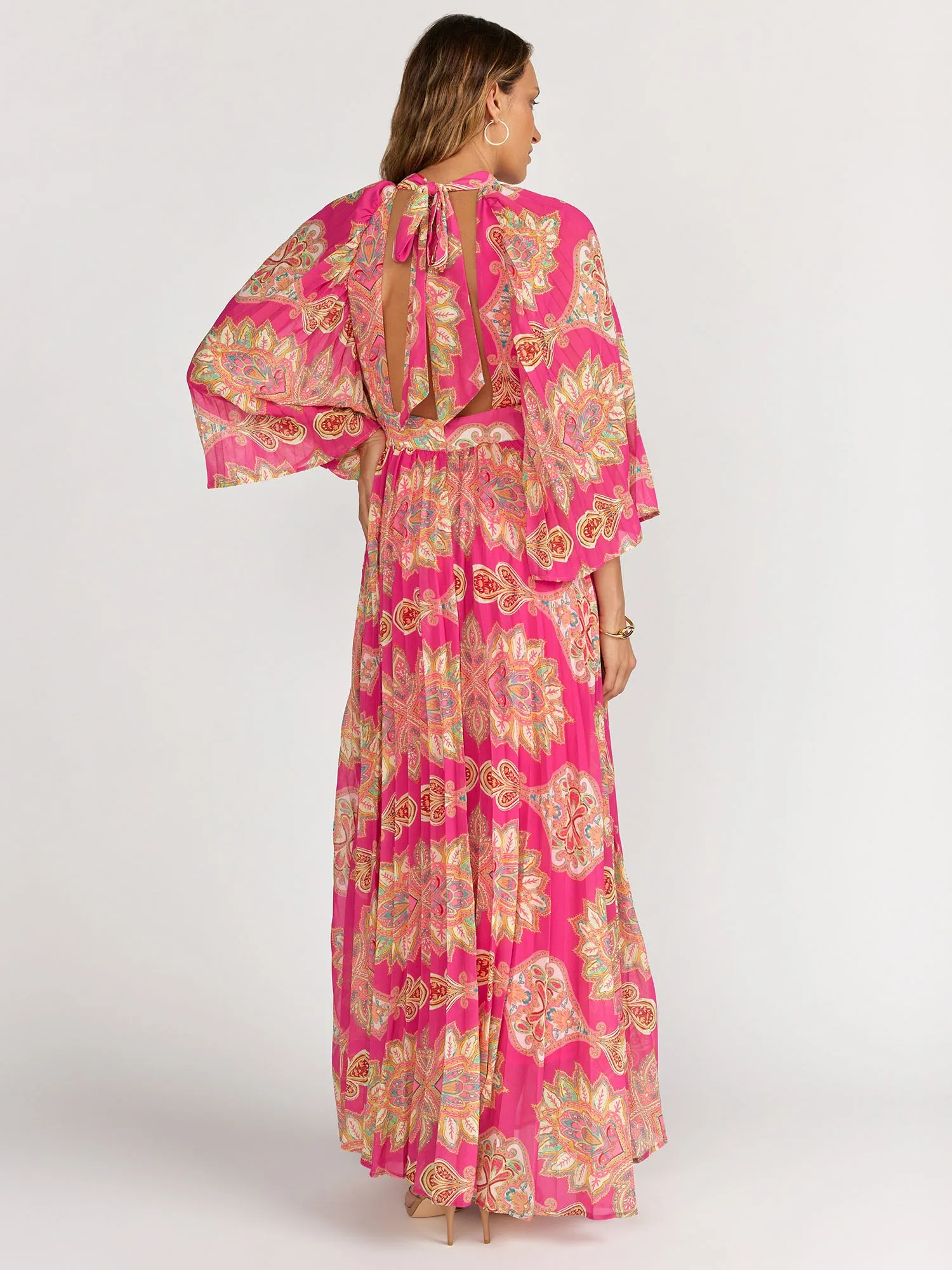 Flying Tomato Bell Sleeve Medallion Print Pleated Maxi Dress - Brands We Love