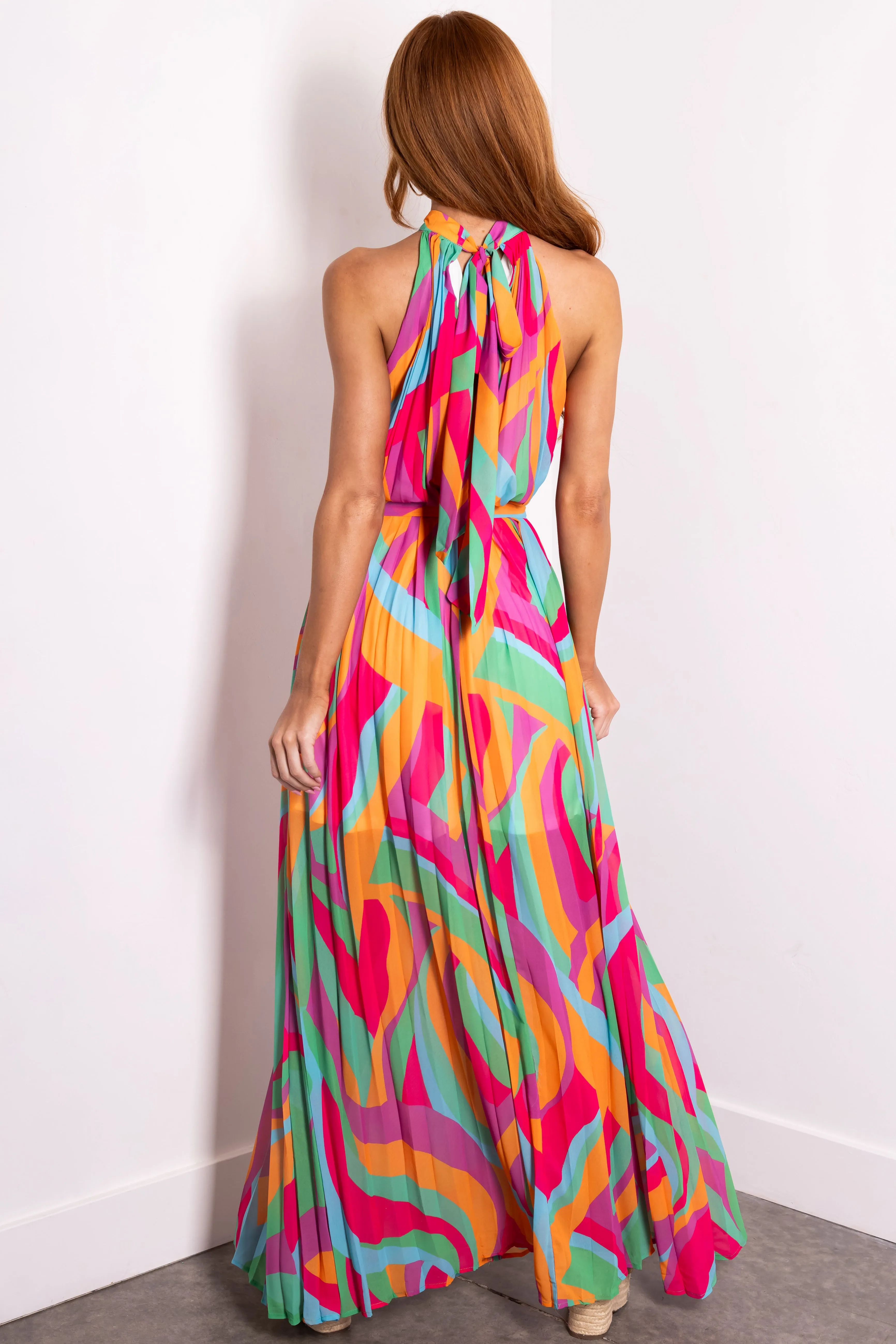 Flying Tomato Multicolor Halter Top Maxi Dress