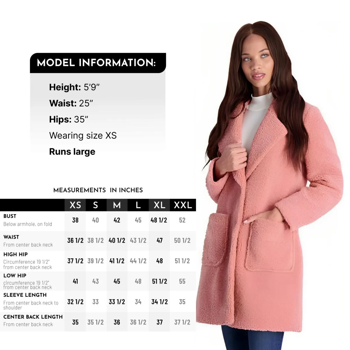 French Connection Women's Faux Shearling Teddy Lapel Midi Coat