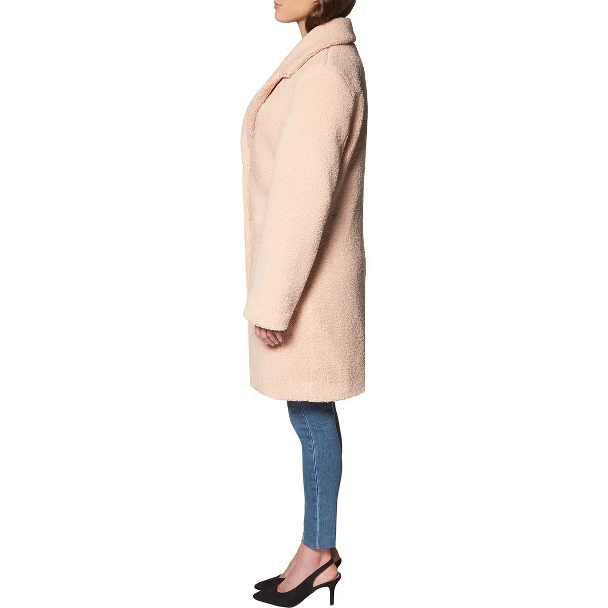 French Connection Women's Faux Shearling Teddy Lapel Midi Coat