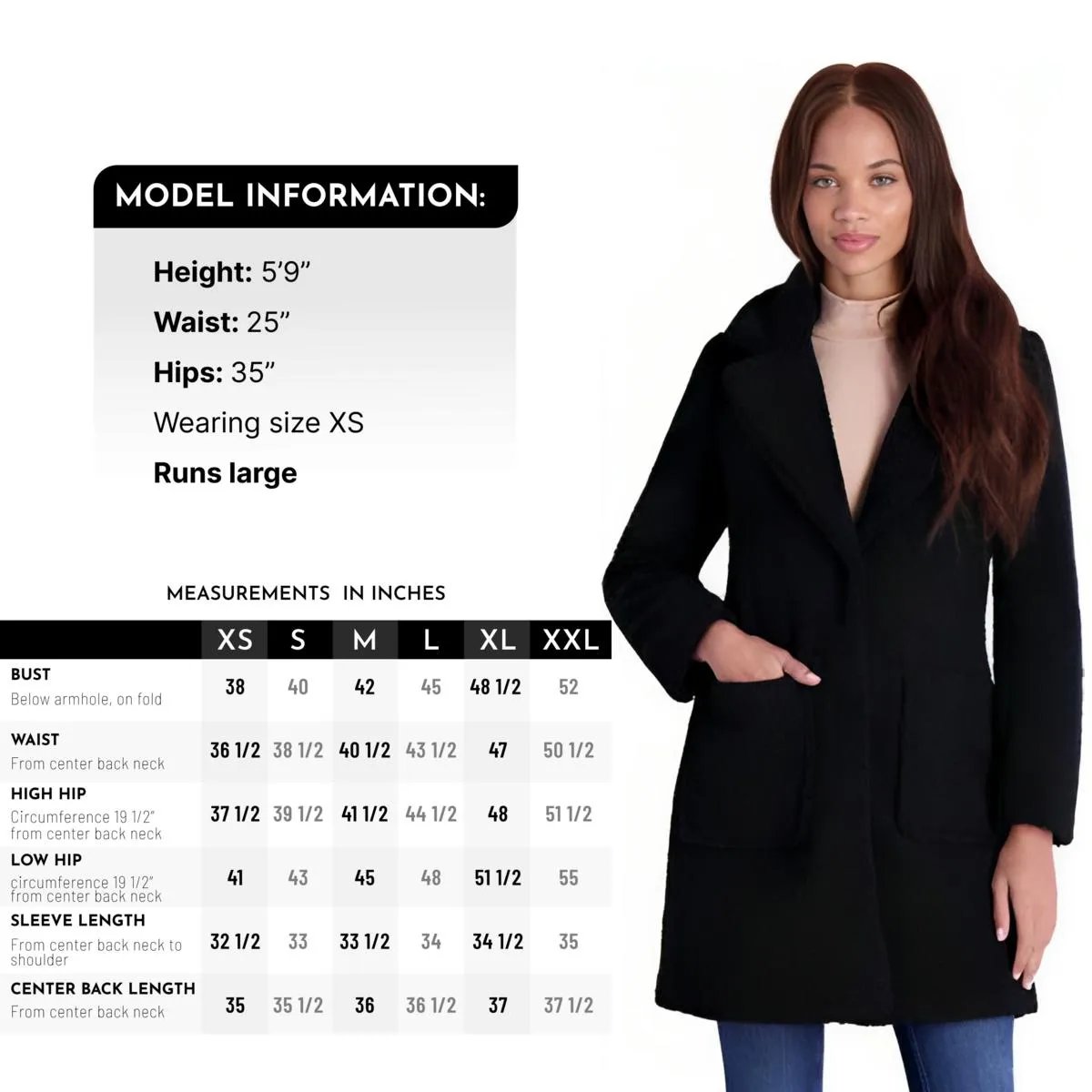 French Connection Women's Faux Shearling Teddy Lapel Midi Coat