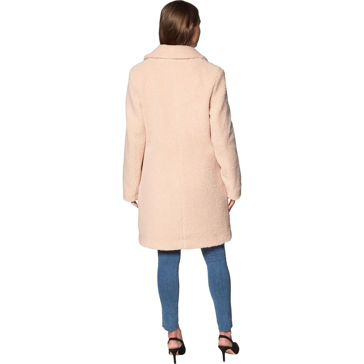 French Connection Women's Faux Shearling Teddy Lapel Midi Coat