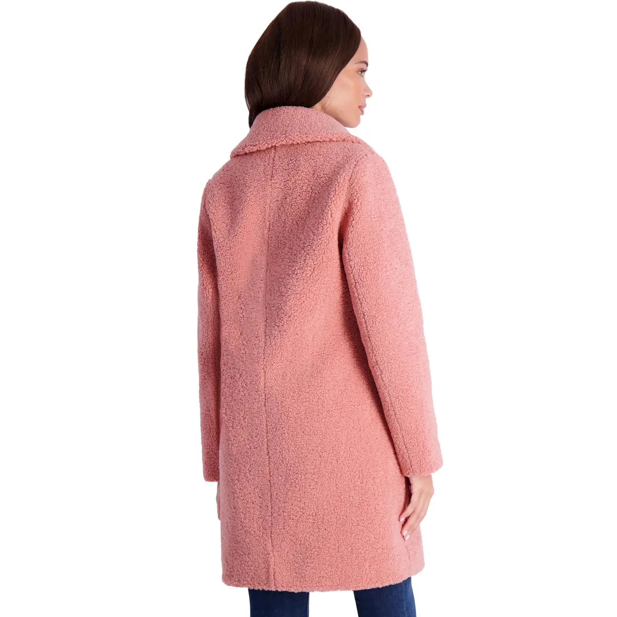 French Connection Women's Faux Shearling Teddy Lapel Midi Coat