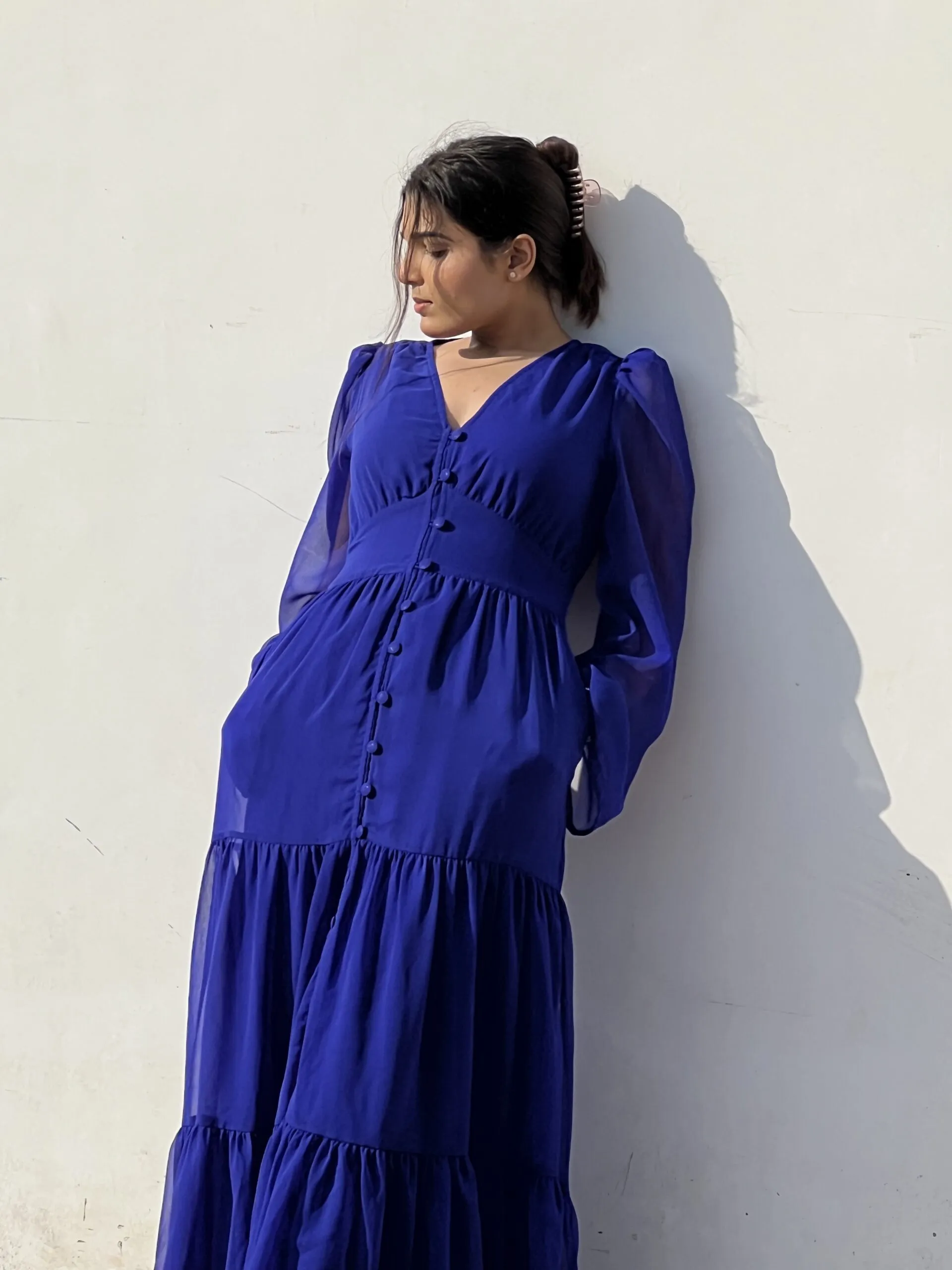 Gorgeous Women's Blue Georgette maxi dress