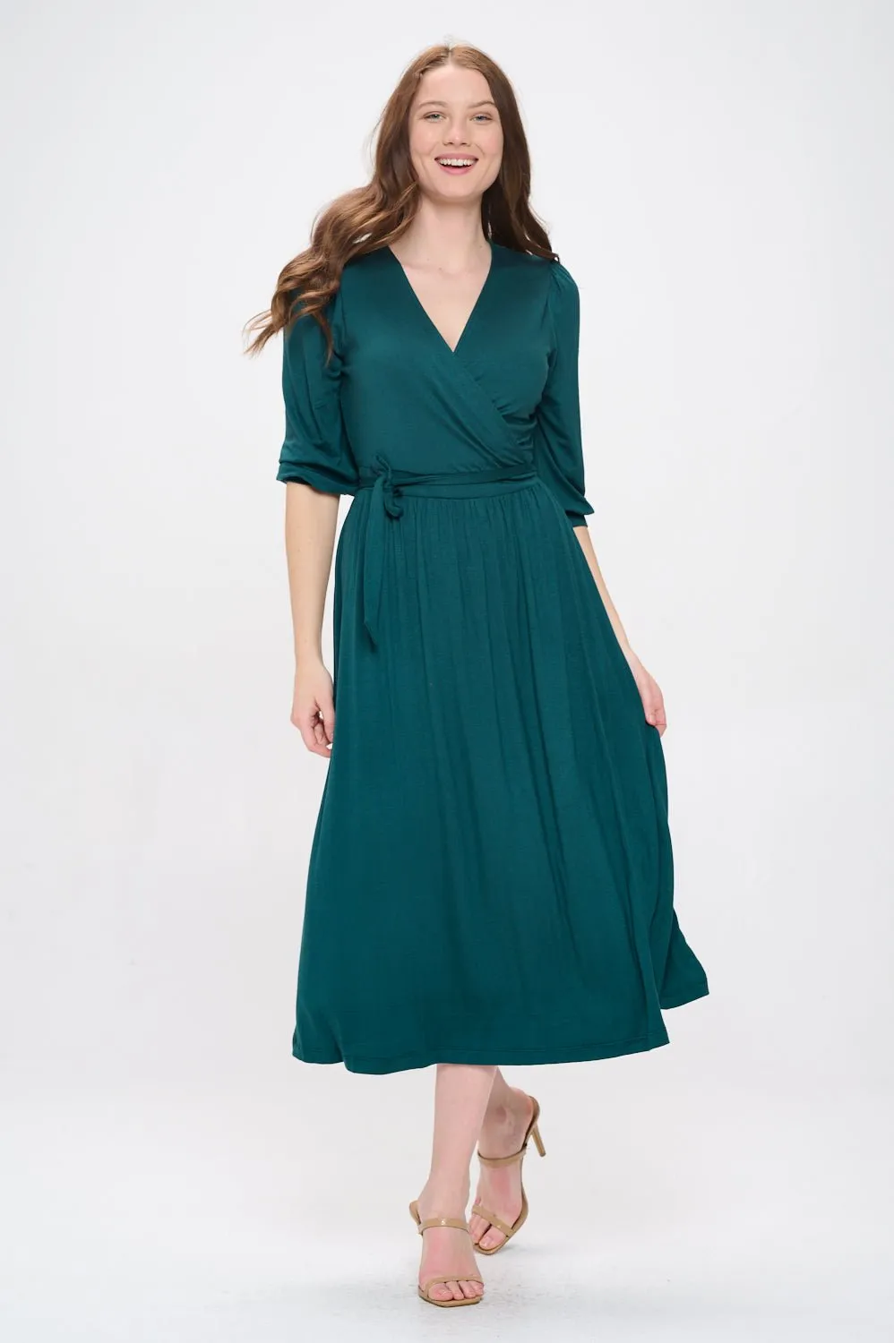 Hadley Three Quarter Sleeve Full Wrap Dress