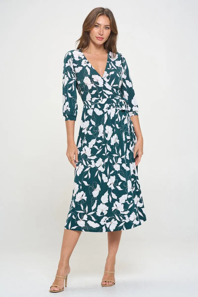 Hadley Three Quarter Sleeve Full Wrap Dress