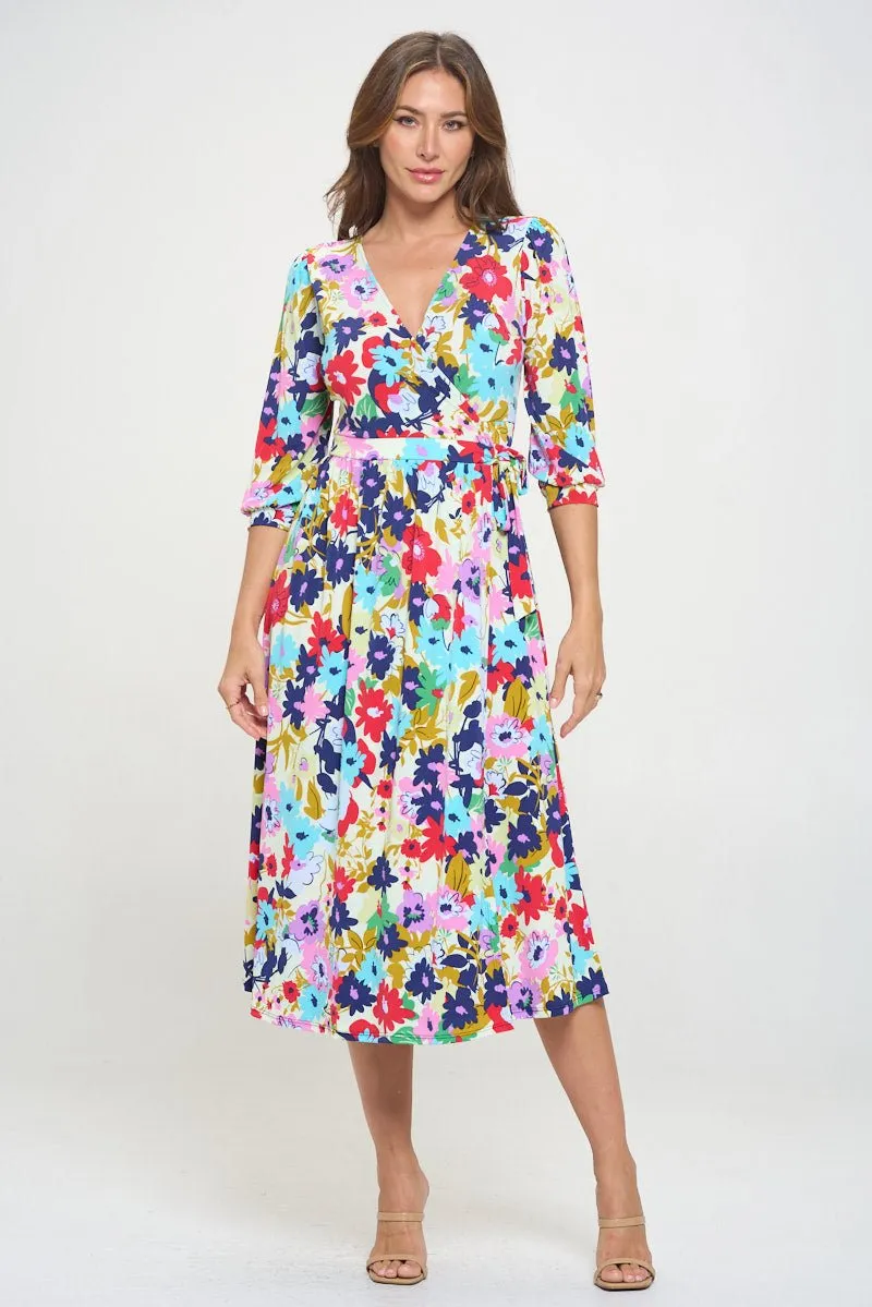 Hadley Three Quarter Sleeve Full Wrap Dress