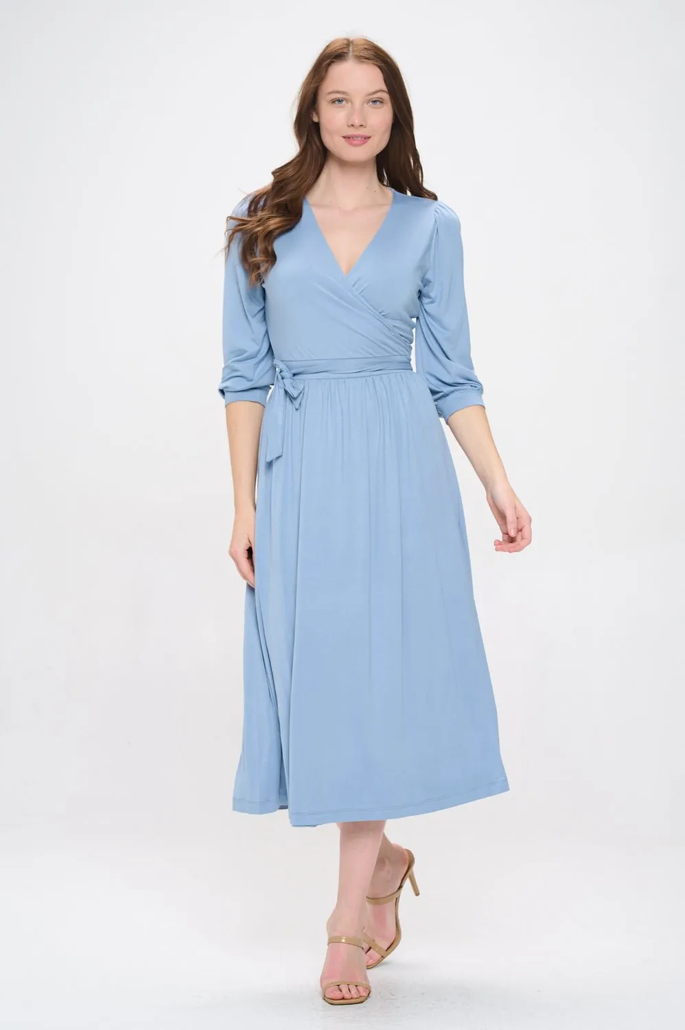 Hadley Three Quarter Sleeve Full Wrap Dress