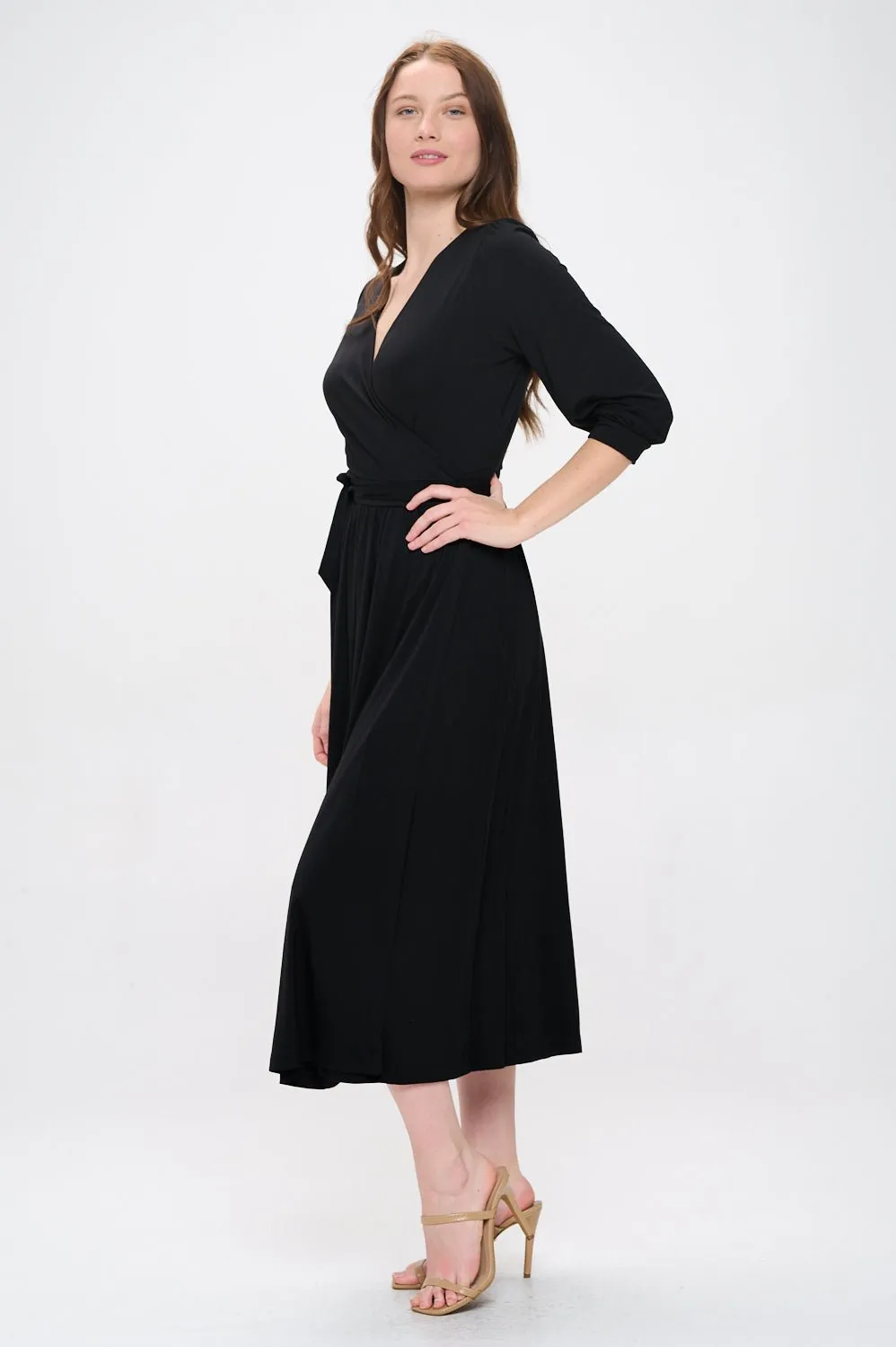 Hadley Three Quarter Sleeve Full Wrap Dress