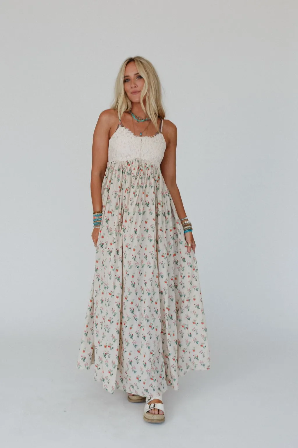 Hidden Hills Floral Maxi Dress - Peach