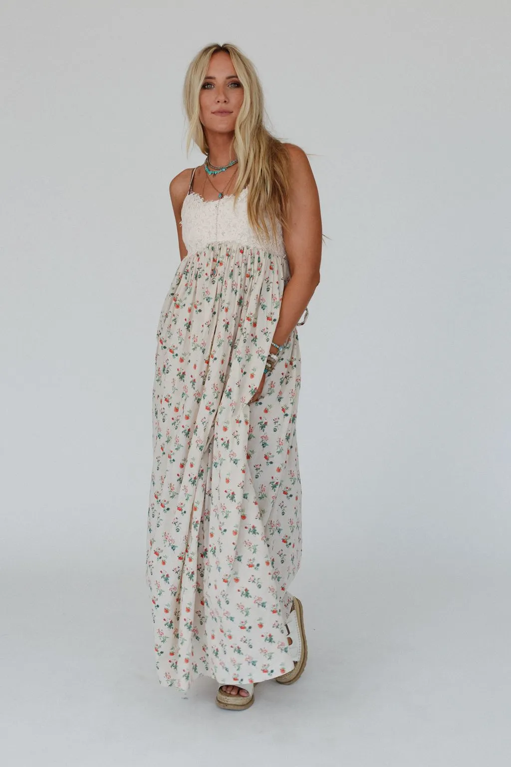 Hidden Hills Floral Maxi Dress - Peach