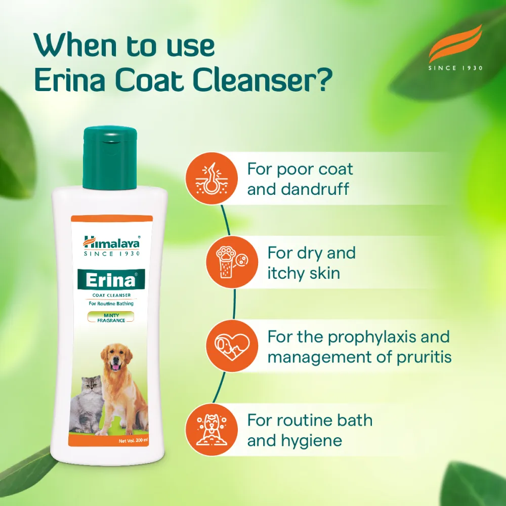 Himalaya Erina Coat Cleanser Shampoo for Dogs and Cats