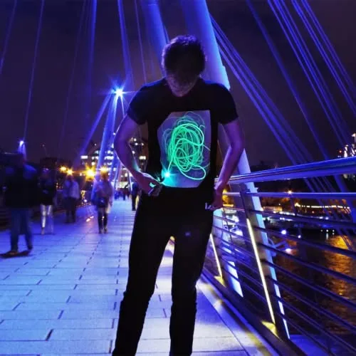 Illuminated Apparel Original Adults Interactive Glow in The Dark T-Shirt (Black/Green Glow, Small)